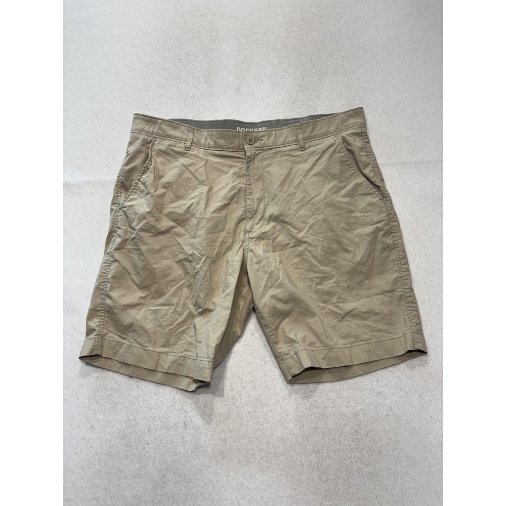 Dockers Chino Shorts Mens 38 Beige 8" Inseam Flex Comfort Stretch S96711
